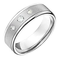 10k White Gold and Diamonds Wedding Band Comfort Fit 7 Millimeters Wide Band