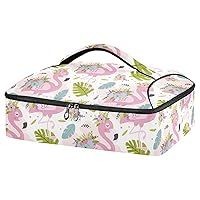 ALAZA Lovely Floral Pink Flamingo Insulated Casserole Carrier Lasagna Lugger Tote Casserole Cookware for Grocery, Camping, Car