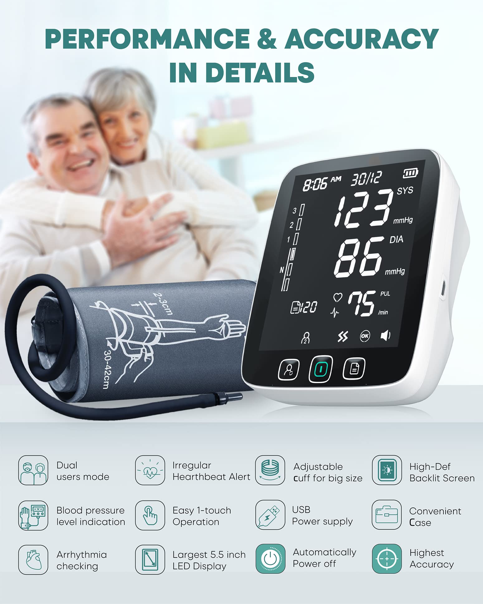 All New LAZLE Blood Pressure Monitor - Automatic Upper Arm Machine & Accurate Adjustable Digital BP Cuff Kit - Largest Backlit Display - 200 Sets Memory, Includes Batteries, Carrying Case