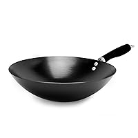 Ecolution Non-Stick Carbon Steel Wok with Soft Touch Riveted Handle, 12