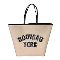 Kate Spade Nouveau New York Large Twill Tote, Natural/Black