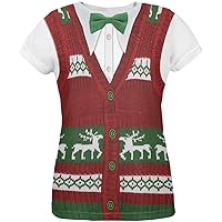 Old Glory Ugly Christmas Sweater Vest All Over Womens T-Shirt