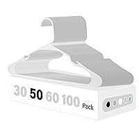 HealSmart Plastic Hangers 50 Pack, Space-Saving Clothes Hangers, Durable and Lightweight Hangers for Coats, Dresses, Shirts, Pants, White
