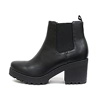 Soda Top Shoes Jaber Ankle Boot W Lug Sole Elastic Gore and Chunky Heel