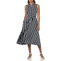 Tommy Hilfiger Women's Collared Button Up Sleeveless Midi Shirt Dress