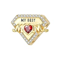 My Best Mom Birthstone Charm, 14k Gold Heart Charm, Mom Gift Jewelry For Her Gift For Mom, Birthstone Gift Charm 12 Month Birthstone Charm Fit To Pandora