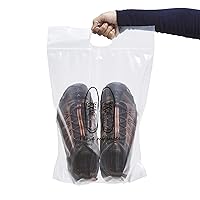 12 pieces of Zipper Heavy duty Clear Plastic Poly Bags Resealable Storage Shoes, Boot, Clothing, Linens, Books, Toys and others, a pleated expandable bottom. (Gentleman Shoes Bags)