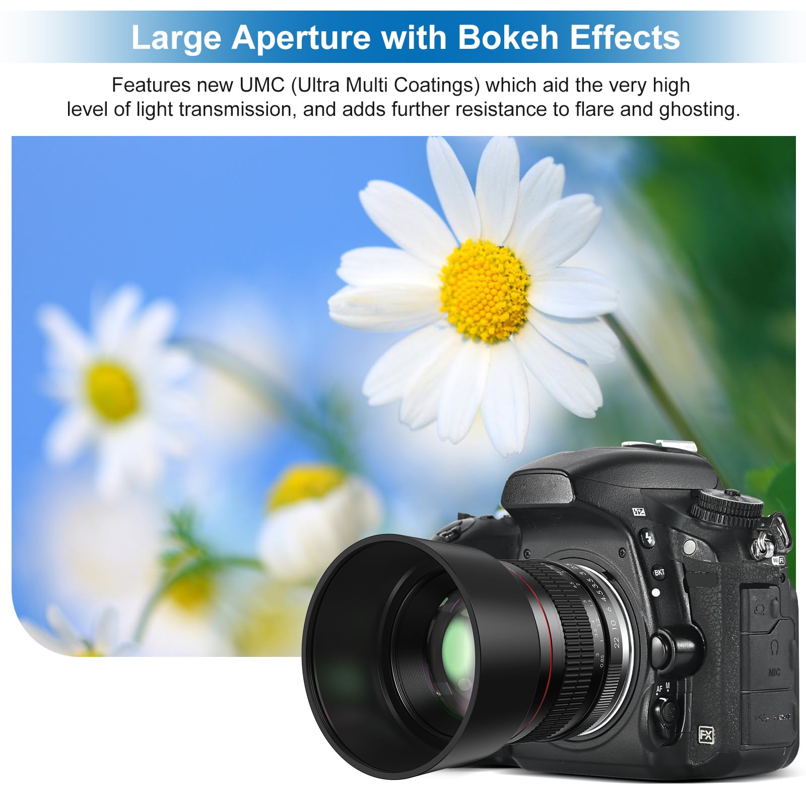 Lightdow 85mm F1.8 Medium Telephoto Manual Focus Full Frame Portrait Lens for Nikon D7500 D7200 D5600 D5500 D5300 D5200 D5100 D3500 D3400 D3300 D3200 D850 D810 D800 D750 D610 D500 D60 D6 D5 D4 etc