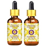 Deve Herbes Pure Onion Essential Oil (Allium cepa) with Glass Dropper Steam Distilled (Pack of Two) 100ml X 2 (6.76 oz)