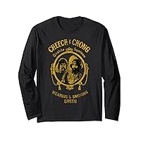 Cheech & Chong Wearing And Smoking Green Distressed Logo Long Sleeve T-Shirt