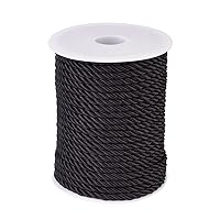 32.8 Yards Black Polyester Twisted Trim Cord Rope 5mm Twisted Decorative Cord Trim Thread String for Upholstery Curtain Tieback Honor Cord Home Decoration