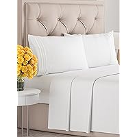 Queen Size 4 Piece Sheet Set - Comfy Breathable & Cooling Sheets - Hotel Luxury Bed Sheets for Women & Men - Deep Pockets, Easy-Fit, Extra Soft & Wrinkle Free Sheets - White Oeko-Tex Bed Sheet Set