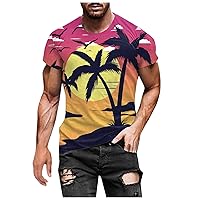 Men Soft T-Shirt Casual Short Sleeve Lightweight Basic Tee Graphic Hawaii Printing Crew Neck Short Sleeve Shirt