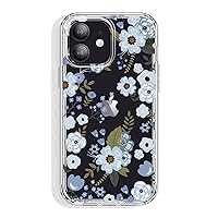 for iPhone 12 Case and iPhone 12 Pro Case Clear 6.1 Inch with Pattern Design, Protective Slim TPU Cover + Shockproof Bumper for Women and Girls (Floral/Blue)