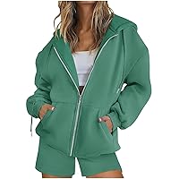 Womens Zip Up Hoodies Trendy Oversized Casual Long Sleeve Drawstring Hooded Sweatshirts Y2k Drawstring Jacket Coats