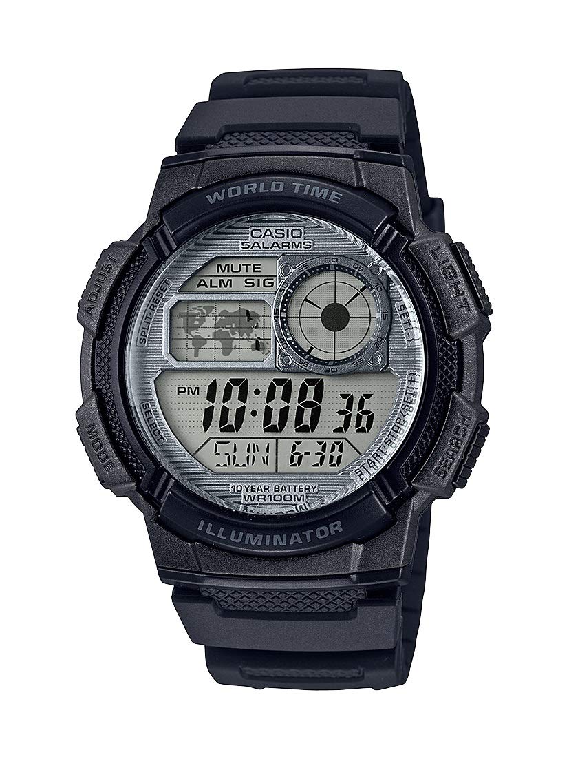 Casio Men's Quartz Watch with Resin Strap, Black, 19.4 (Model: AE-1000W-7AVCF)
