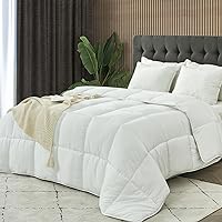 Bedding Comforter Duvet Insert-Lightweight Soft Breathable Down Alternative Comforter, Quilted Fluffy White Comforter King Size with Corner Taps, Box Stitched Hotel Collection(106
