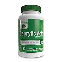 Health Thru Nutrition Caprylic Acid 600mg (as C8 Octanoic Acid) from Pure 1g MCT Oil | Non-GMO & Soy Free | Support Healthy Digestive and Intestinal Health | Keto Friendly (Pack of 200)