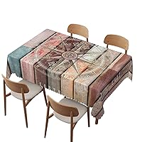Navy Sea Theme Colored Wood Backdrop tablecloth, 60x104 inch, Waterproof Stain Resistant Print table cover, for kitchen camping birthday dining dinner outdoor-Rectangle Table Clothes for 6 Ft Tables