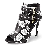 XYD Women Peep Toe Ankle Bootie High Heels Buckled Double Straps Cutout Fashion Pumps Night Club Party Shoes