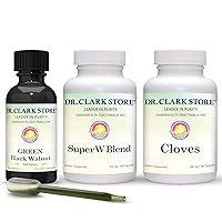 Dr Clark Store Intestine Support & Cleanse Kit - with Original Green Tincture from Black Walnut Hulls, Wormwood, and Cloves- Supports Optimum Intestinal Health and Function