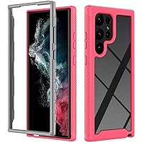 ZIFENGX-Case for Samsung Galaxy S24 Ultra/S24 Plus/S24, Soft Border Shockproof Phone Case with Screen Camera Protection PC Anti-Scratch Cover (S24 Ultra,Pink)