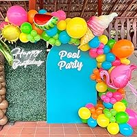 Summer Party Decoration 144PCS Tropical Flamingo Balloons Garland Arch Kit,Watermelon,Ice Cream Flamingo Balloons Green Hot Pink Yellow Balloons for Beach Pool Hawaiian Luau Birthday Party Decorations