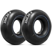 Heavy Duty 15x6.00-6 Thick Butyl Inner Tubes with TR-87 Bent Valve Stem, Premium Replacement 6.00/6.50-6 Lawn Mower Tire Tubes Fit for Snow Blowers, Go Karts, Golf Carts, Wheelbarrows and More 2 Pcs