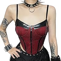 Women's Gothic Crop Top Spaghetti Strap Camisole Mall Goth Grunge Punk Fairy Cami Corset Top Backless Vest