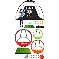 10x7ft All in 1 Golf Practice Net with XL Tri-Turf Golf Mat and Golf Chipping Net Set