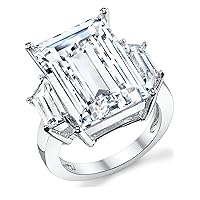 Metal Masters 9 Carats Sterling Silver 925 Kim Kardashian Engagement Wedding Ring Emerald-Cut Cubic Zirconia