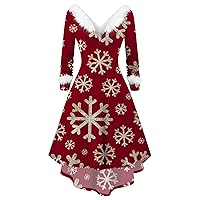 Christmas A-Line Party Midi Dress Layered Batwing Sleeve Above Knee Tent Dresses A Line Sundress for Women Comfy