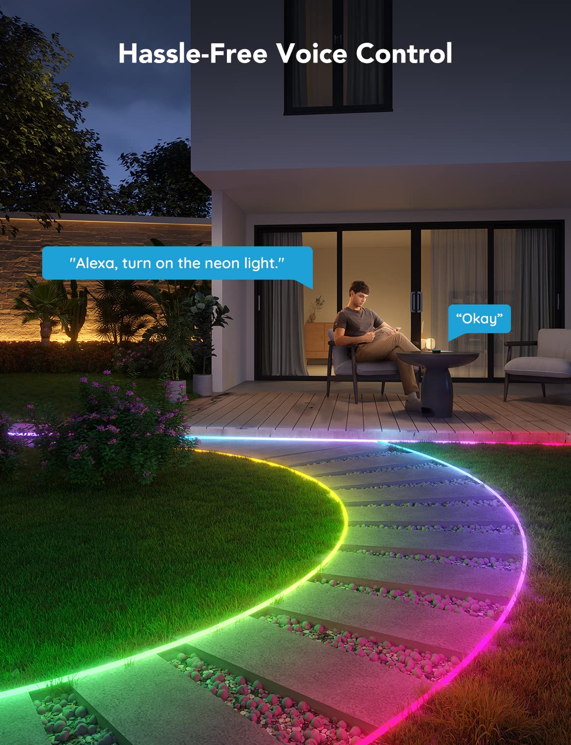 Govee Outdoor Neon Rope Lights, 32.8ft RGBIC IP67 Waterproof Neon Lights with 64+ Scenes, Music Sync, Flexible LED Rope Lights for Yard Garden Patio, Works with Alexa, Google Assistant