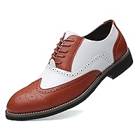 Mens Lace Up Dress Shoes Modern Double-Color Formal Business Wingtip Oxford Derby
