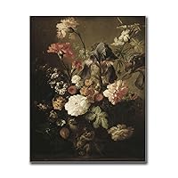 Poster Decorative Canvas Painting Moody Flower Painting Vintage Floral Digital Download Antique Victorian Wall Art Botanical Oil Painting Still Life Printable Wall Art Living Room and Bedroom Office