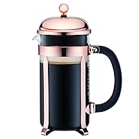 Bodum 34oz Chambord French Press Coffee Maker, High-Heat Borosilicate Glass, Stainless Steel, Copper – Made in Portugal