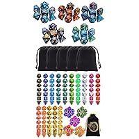 CiaraQ Polyhedral Dice Set with Black Pouches, Compatible with Dungeons and Dragons DND RPG MTG Table Games