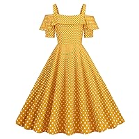 Women's Vintage Cocktail Party 3/4 Sleeve Off Shoulder Swing Dress 1950s Retro A Line Tea Dress Audrey Hepburn Dress