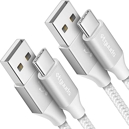 etguuds White USB C Cable 3ft Fast Charge, 2-Pack USB A to USB C Type Charger Cord for Samsung Galaxy S23 S22 S21 S20 S10 S10E, A10e A11 A13 A03s A52 A53, Z Fold 4 3/Flip 4 3 5G, Note 20 10 9, Moto G