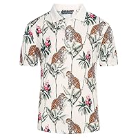Mens Flower Polo Shirts Vintage Print Casual Tee Shirts for Summer
