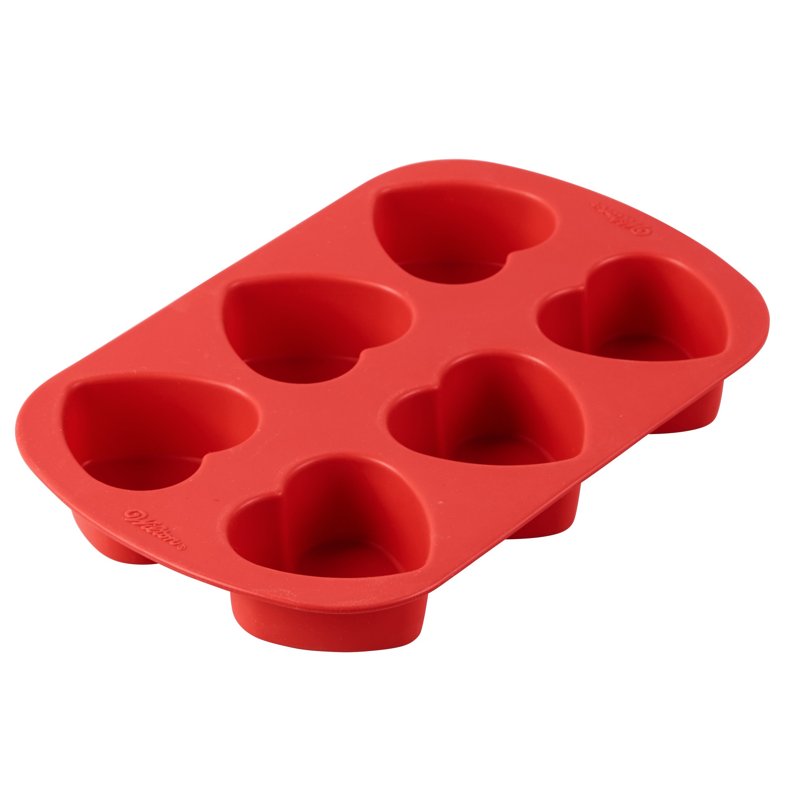 Wilton Mini Silicone Heart Mold, 6-Cavity Silicone Mold for Heart Shaped Cookies and Candy, Red