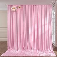 10ft x 8ft Wrinkle Free Pink Backdrop Curtain Drapes, Thick Polyester Baby Pink Backdrop for Girls Birthday Wedding Party Background Baby Shower