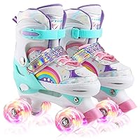 Roller Skates for Girls Kids Child Toddler Beginners, Adjustable 4 Sizes Roller Skates for Adult and Youth with All Light Up Wheels, Patines para niñas for Outdoor Indoor Sports