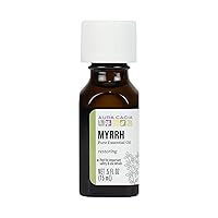 Aura Cacia 100% Pure Myrrh Essential Oil, 0.5 fl. oz, Balsamic, Warm Spicy Aroma, Centering & Meditative Restoring Myrrh Oil