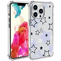 Cute Star Phone Case for iPhone 13 Star Case Cover Clear Phone Case w/Four Corner Reinforced Shockproof Girly Women Phone Cover Transparent Preppy Phone Case with Design