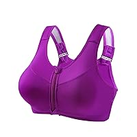 Women's Running Workout Front Closure Sports Bra High Support Zipper Front Sport Tank Tops Sleeveless Crop Tops