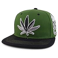 Trendy Apparel Shop Large Marijuana Leaf Flatbill Snapback Baseball Cap