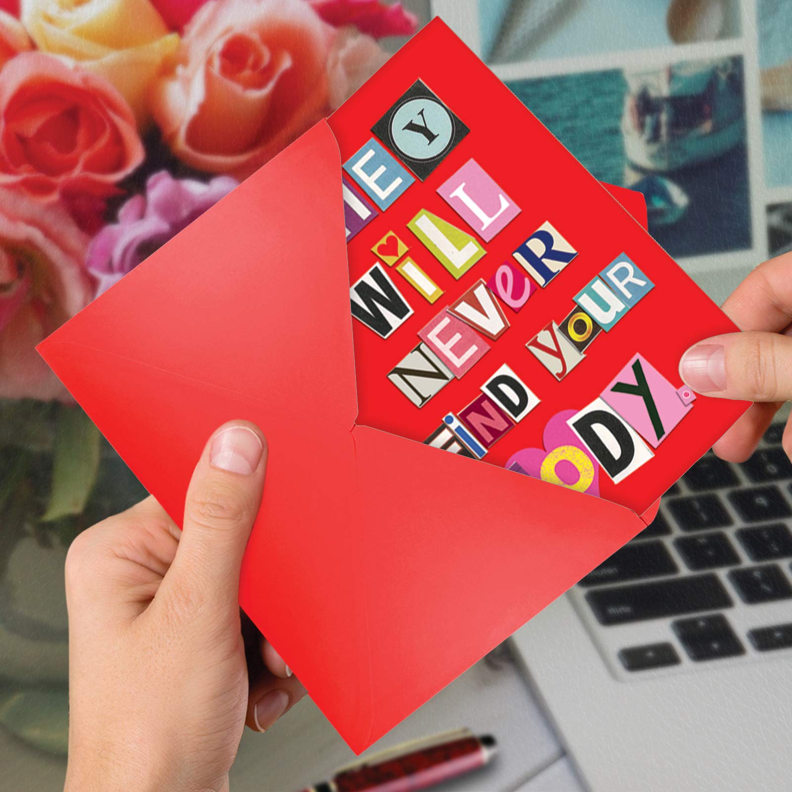 NobleWorks - Funny Card for Valentines Day - Naughty Adult Humor, Valentine Love Notecard with Envelope (1 Card) - Never Find Your Body 2151