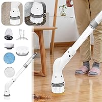 Electric Scrubber Brush Cordless Shower Scrubber with 5 Replaceable Brush Heads & Adjust Extension Handle, Power Scrubbers Cleaning Brush for Cleaning Bathroom, Cleaning Tools Gifts