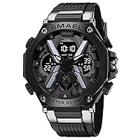 KXAITO Men's Watches Sports Outdoor Waterproof Military Watch Date Multi Function Tactics LED Face Alarm Stopwatch for Men 8087